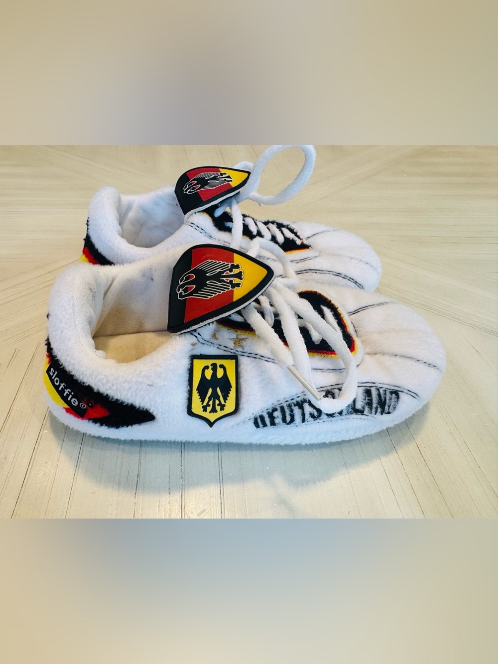 Vintage Sloffie Deutschland Germany Soccer Slippers Kids XS US 1–3 RARE Plush